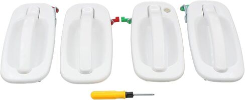 MOTOKU Front and Rear Driver and Passenger Side Exterior Door Handle White for GMC Sierra Chevrolet Silverado 1500 2500 3500 1999-2006, Suburban Yukon 2000-02, Tahoe 2000-03 in Saudi Arabia