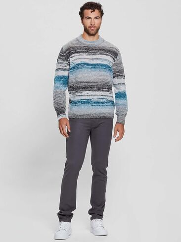 GUESS Men's Eged Space Dye Striped Sweater in Kuwait