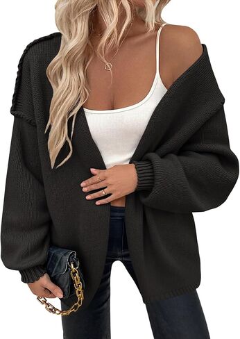 Women’s Oversized Knit Cardigan, Open Front Long Sleeve Chunky Sweater, Soft Cozy Beige Cardigan for Fall & Winter Layering in Saudi Arabia