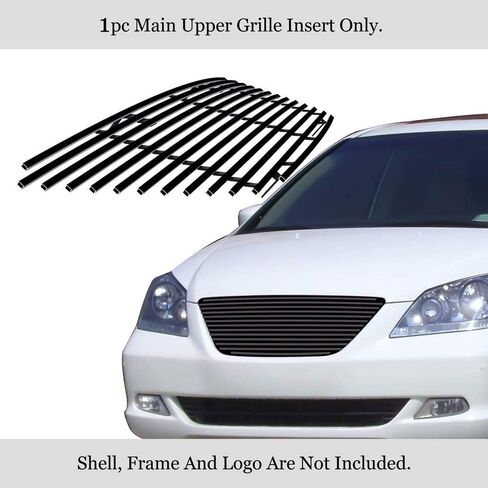 APS Compatible with Honda Odyssey 2005-2007 Main Upper Stainless Steel Black 8x6 Horizontal Billet Front Grill Grille Insert H87119J in Saudi Arabia