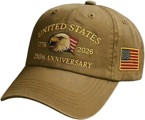 250th Anniversary Patriotic Tribute Baseball Cap, Adjustable Military Embroidered Veteran Hat, Headwear Gift in Kuwait