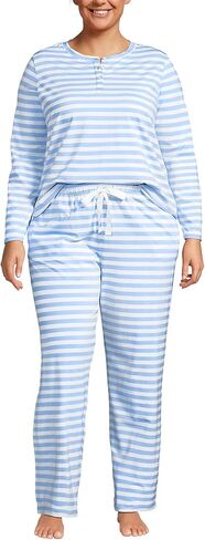 طقم بيجامة نسائي من قطعتين من نسيج صغير من Lands' End - بلوزة وبنطلون بأكمام طويلة in Kuwait