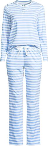 طقم بيجامة نسائي من قطعتين من نسيج صغير من Lands' End - بلوزة وبنطلون بأكمام طويلة in Kuwait