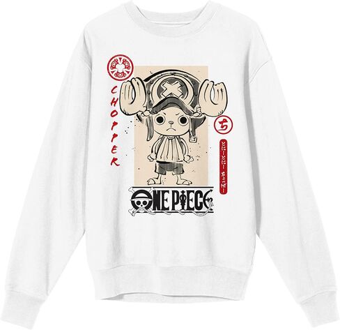 Bioworld One Piece (Animated Series) - Chopper, icon, logo on white Adult Crew Neck Sweatshirt in Saudi Arabia