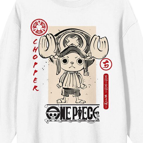 Bioworld One Piece (Animated Series) - Chopper, icon, logo on white Adult Crew Neck Sweatshirt in Saudi Arabia