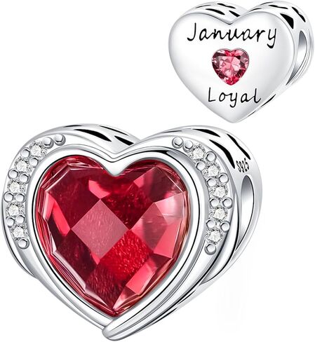 Birthstone Charms 925 Sterling Silver Cubic Zirconia Heart Dangle Charms fit for Bracelets and Necklaces Jewelry Gift in Kuwait