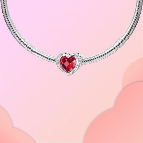 Birthstone Charms 925 Sterling Silver Cubic Zirconia Heart Dangle Charms fit for Bracelets and Necklaces Jewelry Gift in Kuwait