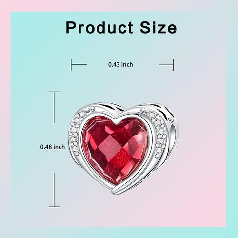 Birthstone Charms 925 Sterling Silver Cubic Zirconia Heart Dangle Charms fit for Bracelets and Necklaces Jewelry Gift in Kuwait