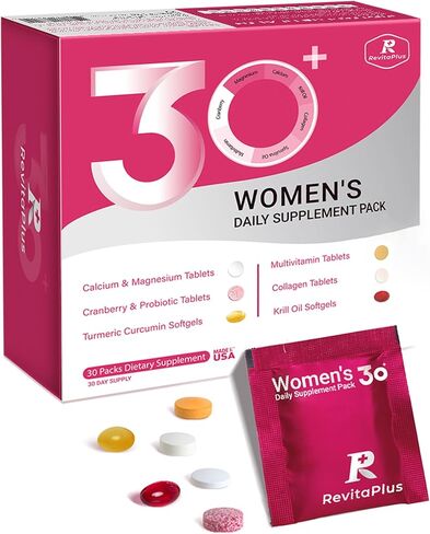 Multivitamin for Women with Vitamin A,B,C,D3,E,K2,Biotin, Collagen,Krill Oil,Cranberries Supports Energy,Wellness,Beauty and Immune - Vitamin Packs for Women Health 30 Packs in Kuwait