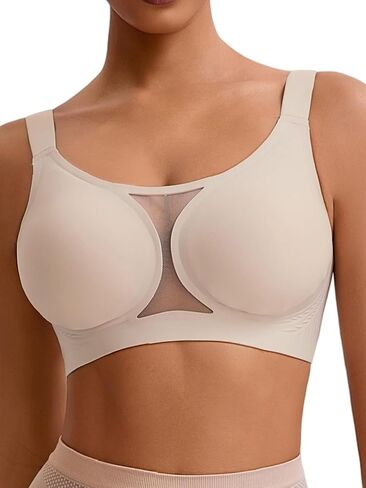 Women's Plus Size Wireless Bra Seamless Full Coverage Comfortable Tshirt Bras with Convertible Straps in Saudi Arabia