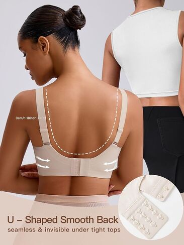 Women's Plus Size Wireless Bra Seamless Full Coverage Comfortable Tshirt Bras with Convertible Straps in Saudi Arabia