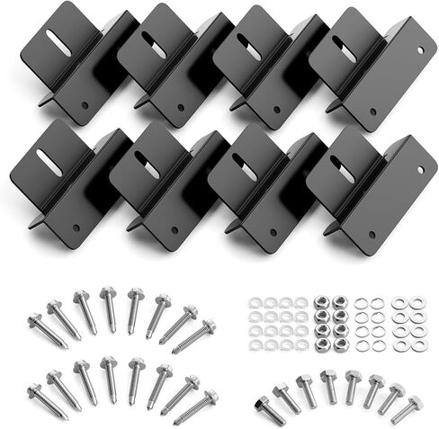 Solar Panel Mounting Z Brackets, Lightweight Aluminum Corrosion-Free Mounting Brackets, for RVs, Trailers, Boats, Yachts, Wall and Other Off Gird Roof Installation, 1 Set of 8 Units, Black in Kuwait