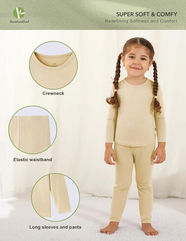 Thermal Underwear for Kids Girls Thermals Flexible Fit Top and Bottom Pajama Set Girl Long Johns Base Layer in Saudi Arabia