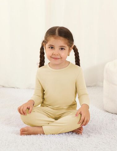 Thermal Underwear for Kids Girls Thermals Flexible Fit Top and Bottom Pajama Set Girl Long Johns Base Layer in Saudi Arabia