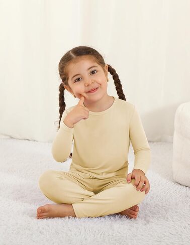 Thermal Underwear for Kids Girls Thermals Flexible Fit Top and Bottom Pajama Set Girl Long Johns Base Layer in Saudi Arabia