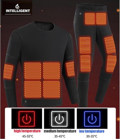 Men's Heated Thermal Underwear Set USB Electric Soft Fleece Lined Washable Heating Warm Base Layer Long Johns Suit in Saudi Arabia