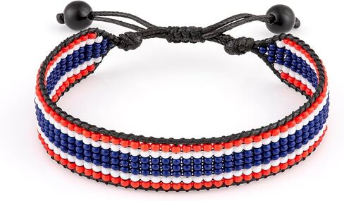 Thailand Flag Bracelet: Handmade Bracelet,Adjustable Beaded Boho-Style Rope Bracelet with Patriotic Design in Saudi Arabia