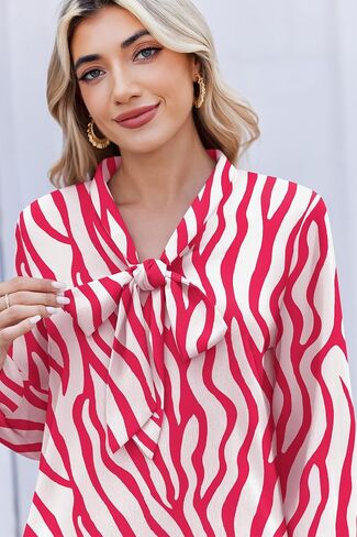 Zeagoo Womens Blouses Chiffon Long Sleeve Shirts Bow Tie Neck Work Tops Business Casual Outfits in Saudi Arabia