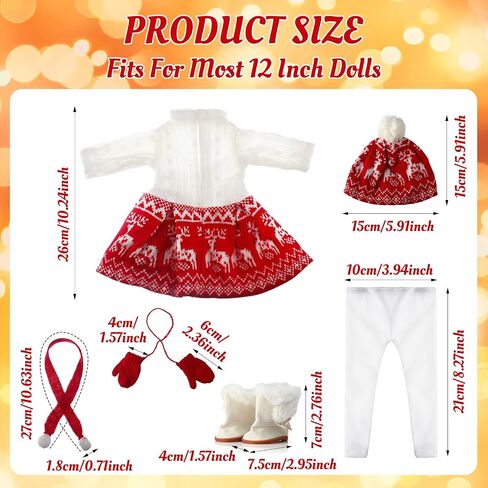 6 Pcs Winter Doll Clothes and Accessories Set 18 Inches Christmas Doll Outfits Xmas Costumes Included Sweats Dress Trousers Hat Shoes Scarf Gloves for Party Favors Girl Gift(Snow,Gray) in Saudi Arabia