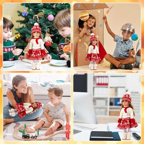 6 Pcs Winter Doll Clothes and Accessories Set 18 Inches Christmas Doll Outfits Xmas Costumes Included Sweats Dress Trousers Hat Shoes Scarf Gloves for Party Favors Girl Gift(Snow,Gray) in Saudi Arabia