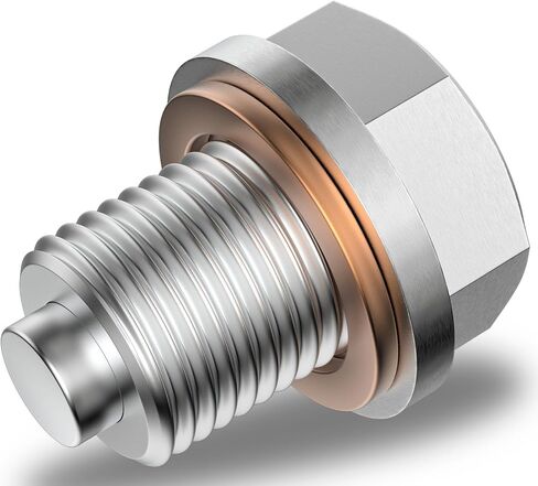 AILEO M14x1.5 Premium Stainless Steel Magnetic Oil Drain Plug – Leak-Proof Copper Crush Washer, Durable Oil Plug Replacement Fit for Honda, Acura, Ford, GM, Mazda, Hyundai, Kia & More - 1PCS in Saudi Arabia
