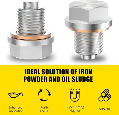 AILEO M14x1.5 Premium Stainless Steel Magnetic Oil Drain Plug – Leak-Proof Copper Crush Washer, Durable Oil Plug Replacement Fit for Honda, Acura, Ford, GM, Mazda, Hyundai, Kia & More - 1PCS in Saudi Arabia