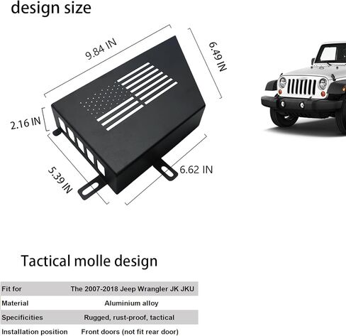 Metal Front Door Storage Box Black Door Side Insert Organizer Box Pockets for 2007-2018 Jeep Wrangler JK 2/4 Door 2pcs Grille front face design (Grille Front Door) in Kuwait