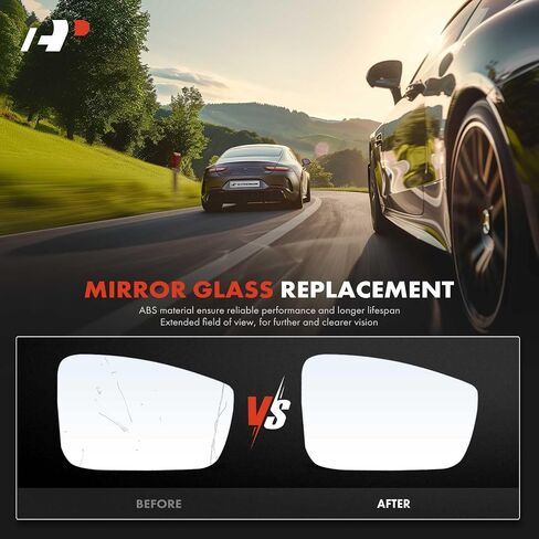 A-Premium Right Passenger Side Heated Mirror Glass with Backing Plate - Compatible with Volkswagen Jetta 2011-2018, Passat 2012-2015, Beetle 2012-2018 - Exterior Side View Convex Mirror in Saudi Arabia