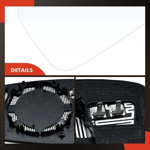 A-Premium Right Passenger Side Heated Mirror Glass with Backing Plate - Compatible with Volkswagen Jetta 2011-2018, Passat 2012-2015, Beetle 2012-2018 - Exterior Side View Convex Mirror in Saudi Arabia