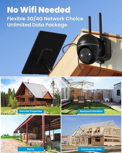 ieGeek 4G LTE Cellular Security Cameras Wireless Outdoor, 2K No WiFi Solar Cameras for Home Security System, Color Night Vision, 360°Live View,PIR Motion Sensor,2-Way Talk(with 64G SD&SIM Card) in Saudi Arabia