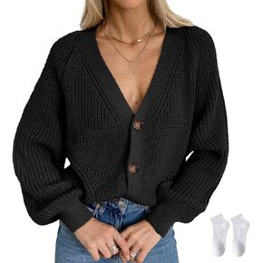 Oversized Cardigan for Women Button Down Casual Solid Color Short Cardigan Sweater Jacket in Saudi Arabia