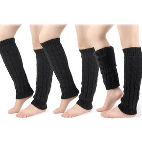 Winter Fleece Lined Knit Leg Warmers,3 Pairs Leg Warmer 80s Ribbed Knitted Long Socks in Kuwait
