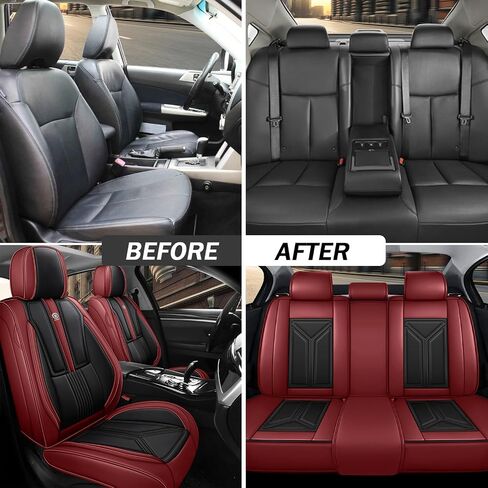 Car Seat Cover for Mercedes-Benz Benz GLB 250 2020-2025,Leather Seat Cover for Car,Breathable Vehicle Cushions Cover Waterproof Protectors Seat Protector, (Full Set,Black&Red) in Saudi Arabia