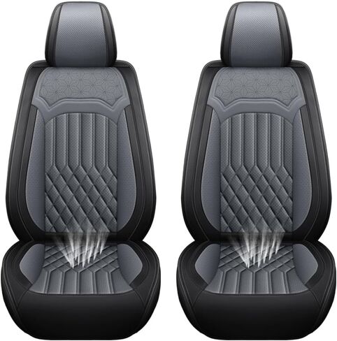 أغطية مقاعد السيارة لسيارة Chevy Equinox 2006-2025، غطاء مقعد عالمي من الجلد مقاوم للماء ومضاد للانزلاق للفصول الأربعة، غطاء مقعد سيارة مريح مع وسادة هوائية (أسود، 5 مقاعد) in Kuwait