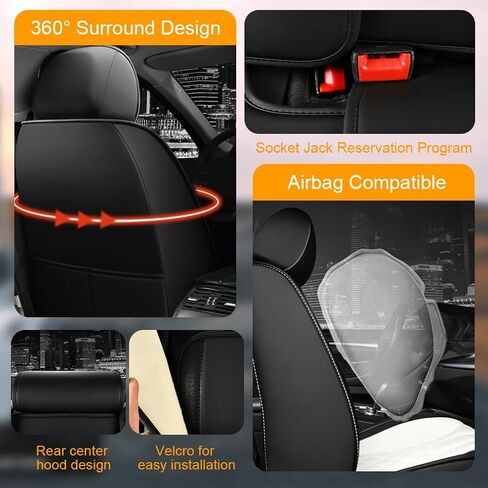 أغطية مقاعد السيارة لسيارة Chevy Equinox 2006-2025، غطاء مقعد عالمي من الجلد مقاوم للماء ومضاد للانزلاق للفصول الأربعة، غطاء مقعد سيارة مريح مع وسادة هوائية (أسود، 5 مقاعد) in Kuwait