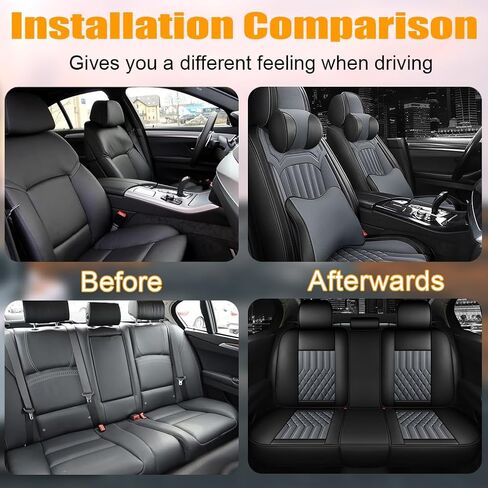 أغطية مقاعد السيارة لسيارة Chevy Equinox 2006-2025، غطاء مقعد عالمي من الجلد مقاوم للماء ومضاد للانزلاق للفصول الأربعة، غطاء مقعد سيارة مريح مع وسادة هوائية (أسود، 5 مقاعد) in Kuwait