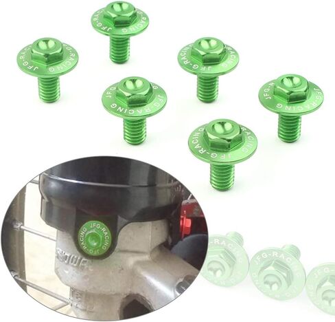Cnfang4 Motorbike 6pcs CNC Front Fork Guard Bolts Screw Accessories for Kawasaki KX80 KX85 1998-2013, KX125/250 2005-2008, KX250F 2005-2018, KX450F 2006-2018, Green in Saudi Arabia