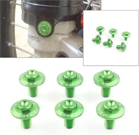 Cnfang4 Motorbike 6pcs CNC Front Fork Guard Bolts Screw Accessories for Kawasaki KX80 KX85 1998-2013, KX125/250 2005-2008, KX250F 2005-2018, KX450F 2006-2018, Green in Saudi Arabia