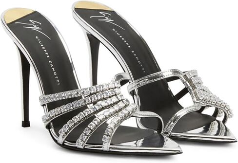 Women's Rhinestones Pointed Toe Stiletto Slides Sandals Summer Shiny Strappy High Heels Outdoor Sexy Party Wedding Bride Dress Sandals in Kuwait