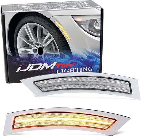 iJDMTOY Dark Smoked Lens Amber Full LED Strip Bumper Reflector Replace Side Marker Light Kit Compatible With 2007-2012 BMW E92/E93 3 Series 2-Door, Replace OEM Amber Front Reflectors in Saudi Arabia