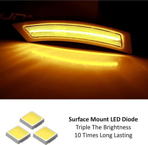 iJDMTOY Dark Smoked Lens Amber Full LED Strip Bumper Reflector Replace Side Marker Light Kit Compatible With 2007-2012 BMW E92/E93 3 Series 2-Door, Replace OEM Amber Front Reflectors in Saudi Arabia