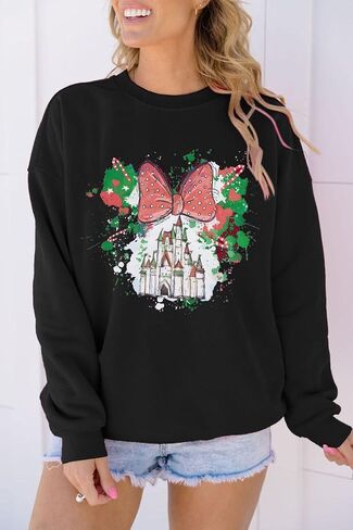LUKYCILD Magic Kingdom Sweatshirts for Women Castle Oversized Sweatshirt Xmas Holiday Shirt Graphic Long Sleeve Pullover Tops in Saudi Arabia