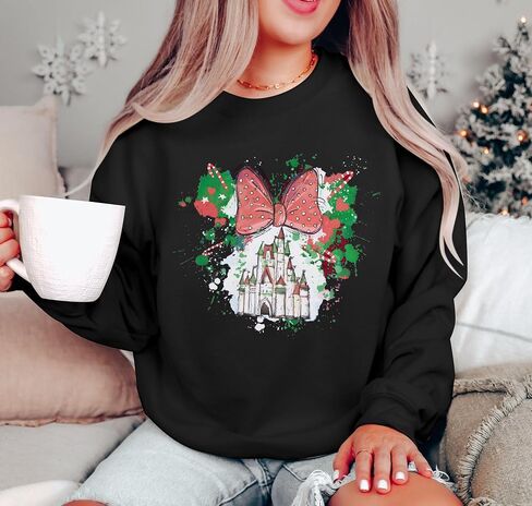 LUKYCILD Magic Kingdom Sweatshirts for Women Castle Oversized Sweatshirt Xmas Holiday Shirt Graphic Long Sleeve Pullover Tops in Saudi Arabia