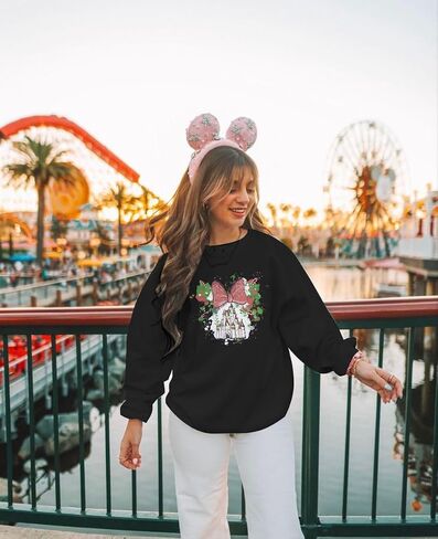 LUKYCILD Magic Kingdom Sweatshirts for Women Castle Oversized Sweatshirt Xmas Holiday Shirt Graphic Long Sleeve Pullover Tops in Saudi Arabia
