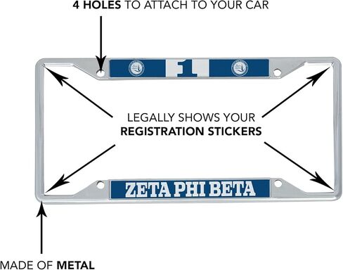 Desert Cactus Zeta Phi Beta إكسسوارات السيارات Zetas ZPHIB إطار لوحة ترخيص معدني وحامل بطاقات للجزء الأمامي أو الخلفي من السيارة (معدن - #1) in Saudi Arabia
