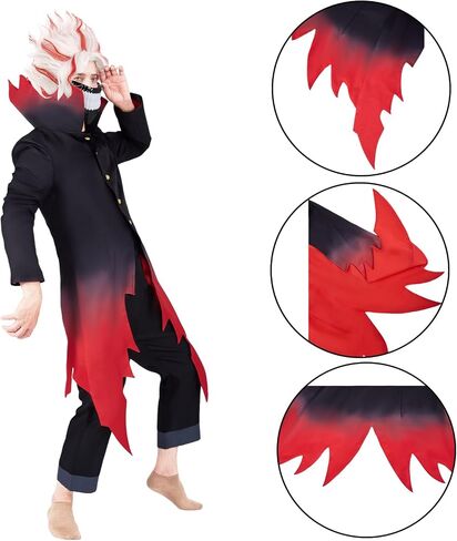 Anime Ken Takakura Halloween Cosplay Costume For teen Men Black School Uniform With Mask Glasses wig in Saudi Arabia