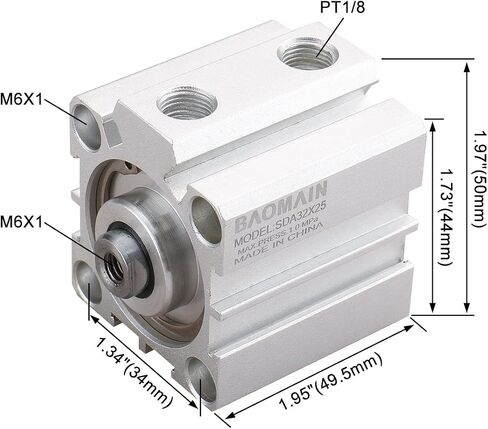 اسطوانة الهواء الرقيقة المدمجة من Baomain SDA 32x50 32mm تتحمل 50mm Stroke PT1/8 Port in Saudi Arabia