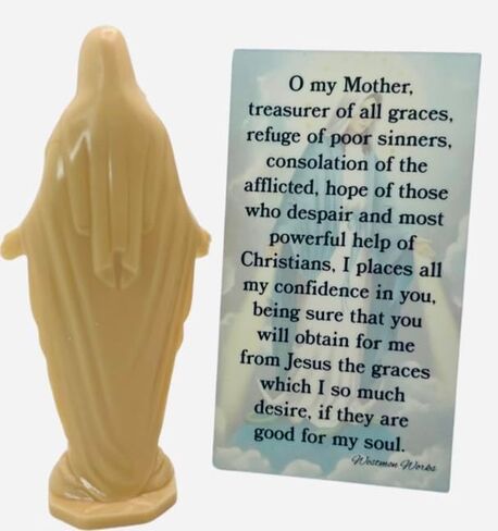 Westmon Works Our Lady of Grace Mini Plastic Statue 3 Inch Figurine and Holy Prayer Card Set in Saudi Arabia