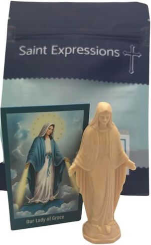 Westmon Works Our Lady of Grace Mini Plastic Statue 3 Inch Figurine and Holy Prayer Card Set in Saudi Arabia