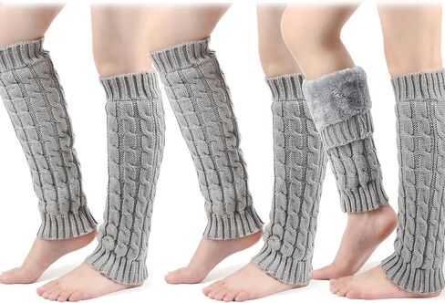 Winter Fleece Lined Knit Leg Warmers,3 Pairs Leg Warmer 80s Ribbed Knitted Long Socks in Saudi Arabia